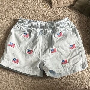 The Beaufort Bonnet Company Light Blue Kids Shorts with Flag Embroidery